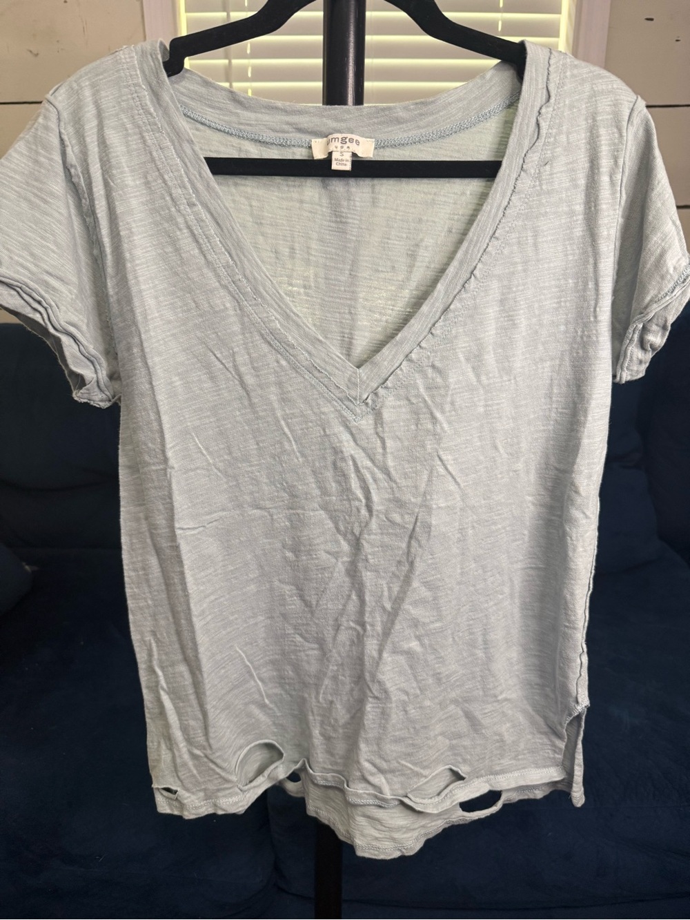 Umgee Women's Light Blue V-Neck Short Sleeve Top
